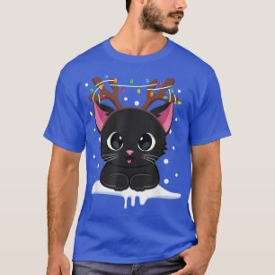 Christmas Black Cat Rentier Antlers Catmas Women T-Shirt