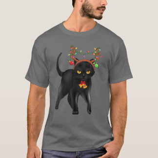 Christmas Black Cat Rentier Antlers Catmas Women T-Shirt