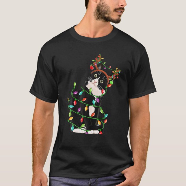 Christmas Black Cat Rentier Antlers Catmas Women T-Shirt (Vorderseite)