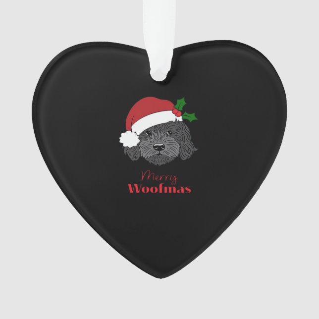 Christmas Black Cockapoo, Cavapoo, Cavoodle, Merry Ornament (Vorderseite)