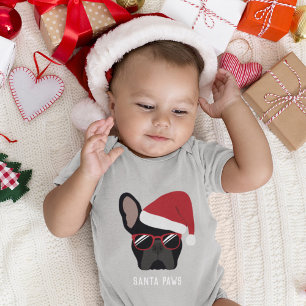 Christmas Black French Bulldog Baby Bodysuit Strampler