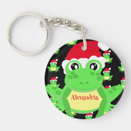 Christmas Black Frog Weihnachtsmannmütze Pattern N Schlüsselanhänger