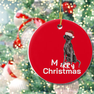 Christmas Black Labrador Hund Foto Frohe Gruß Keramik Ornament