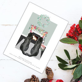 Christmas Black Labrador Hunde Feuerplatz Szene