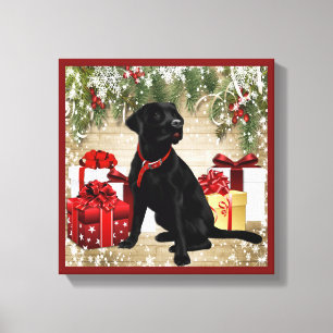 CHRISTMAS BLACK LABRADOR LEINWANDDRUCK