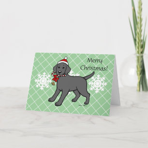 Christmas Black Labrador Puppy Candy Cane Feiertagskarte