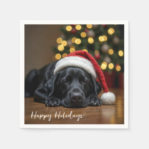 Christmas Black Labrador Retriever Serviette