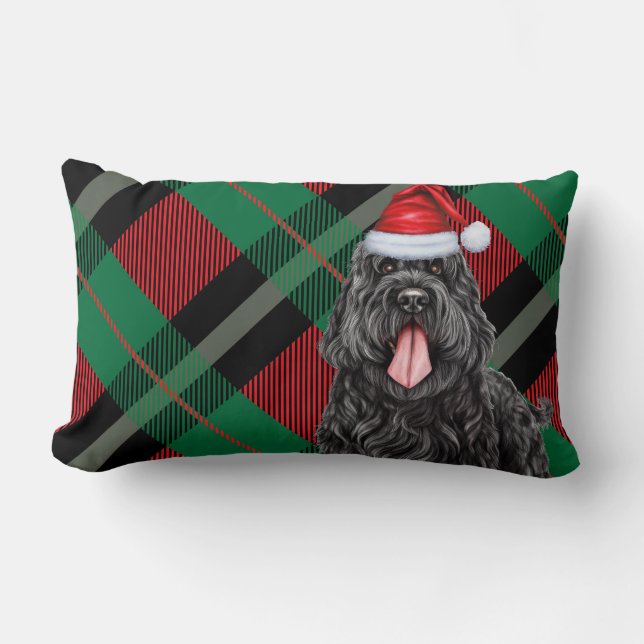 Christmas Black Russian Terrier Dog Holiday Karier Lendenkissen (Vorderseite)