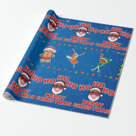 Christmas Black Santa Wrapping Paper Geschenkpapier