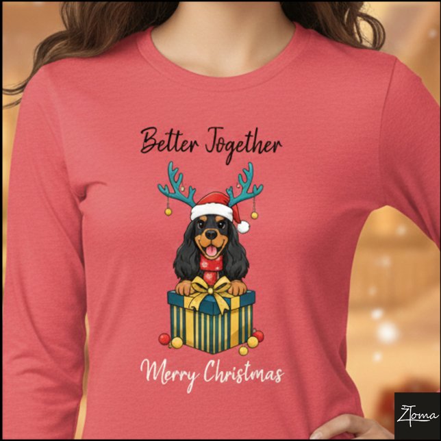 Christmas Black Tan Cocker Spaniel Gift Graphic Tri-Blend Shirt (Von Creator hochgeladen)