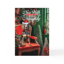 Christmas Black Tan Coonhound Naughty oder Nice