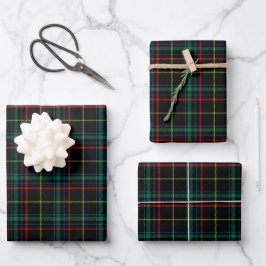 Christmas Black Tartan Kariert Geschenkpapier Set