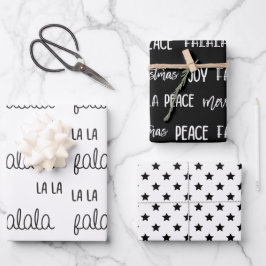 Christmas Black & White Wrapping Paper Geschenkpapier Set