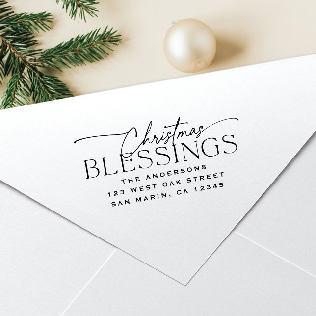 Christmas Blessings Elegant Holiday Return Address Permastempel (Von Creator hochgeladen)