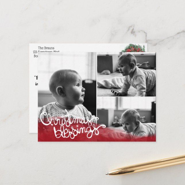 Christmas Blessings Feiertagspostkarte (Vorderseite/Rückseite Beispiel)