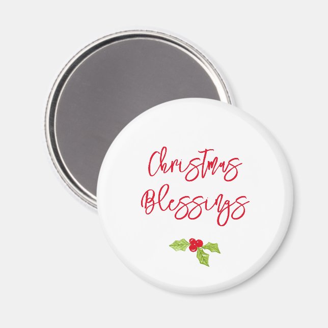 Christmas Blessings Holly Festive Holiday Faith Magnet (Vorderseite/Rückseite)