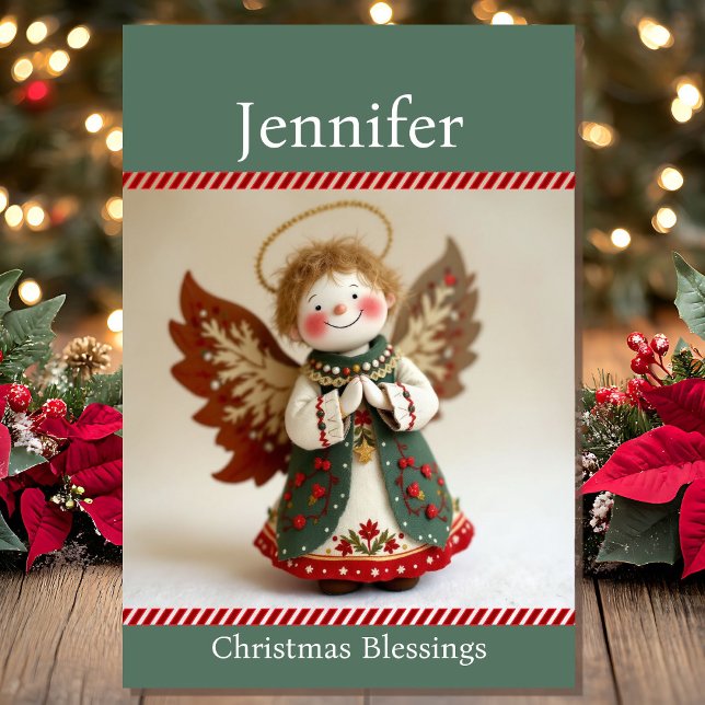 Christmas Blessings Sweet Angel Add Name Mittlere Geschenktüte (Von Creator hochgeladen)