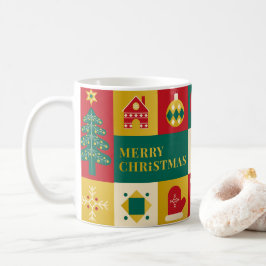 Christmas block pattern bauhaus style kaffeetasse
