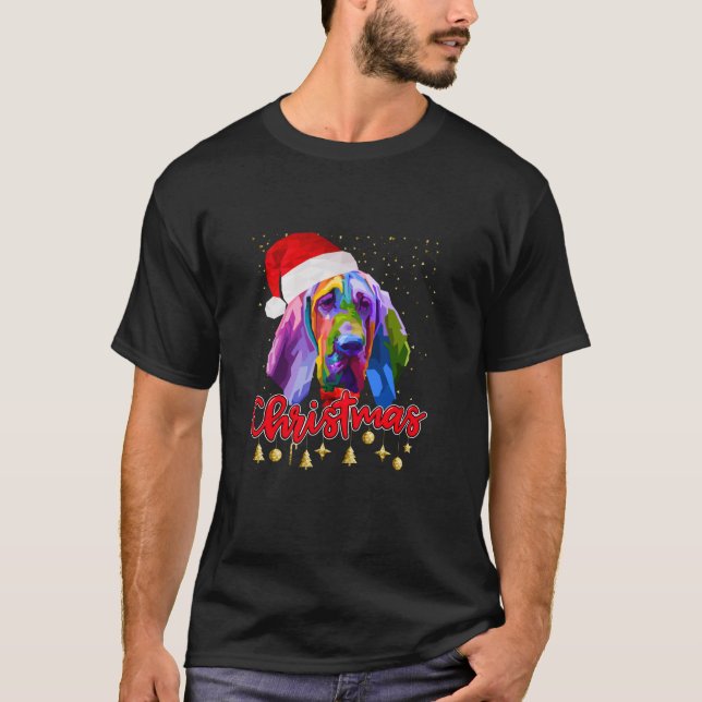 Christmas Bloodhound Dog Pop Art Christmas Pajama  T-Shirt (Vorderseite)