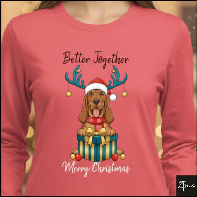 Christmas Bloodhound Reindeer Scarf Gift Graphic Tri-Blend Shirt (Von Creator hochgeladen)