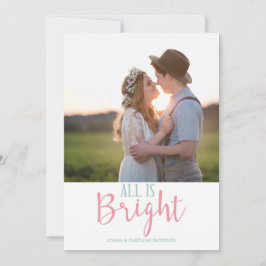 Christmas Blue Blush Pink Typografy Holiday Foto Feiertagskarte