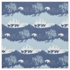 Christmas Blue Bunny Rabbit Niedliche Vintage Szen Stoff