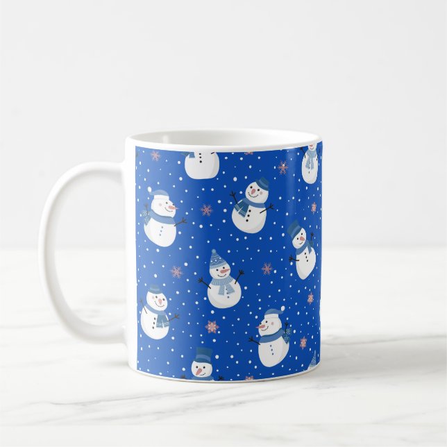 Christmas Blue Coffee Tasse mit Snowmen (Links)
