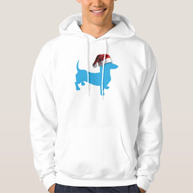 Christmas Blue Dackel Hoodie (Vorderseite)