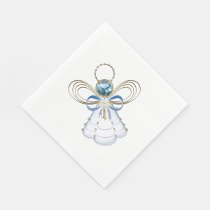 Christmas Blue Filigree Engel of Faith - Urlaub Serviette
