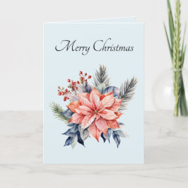 Christmas Blue Floral Grußkarte Dankeskarte