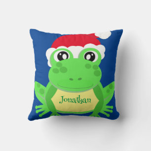 Christmas Blue Frog Weihnachtsmannmütze Novelty Fu Kissen