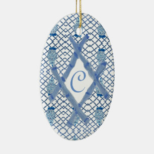 Christmas Blue Ginger Jar Keramik Keramik Orrang Keramik Ornament