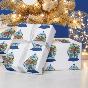 Christmas Blue Ginger Jars Wrapping Paper Geschenkpapier