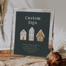 Christmas Blue Gingerbread House Custom Sign
