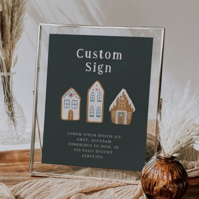 Christmas Blue Gingerbread House Custom Sign Poster (Von Creator hochgeladen)