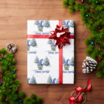 Christmas Blue Gnome in Snowflakes Geschenkpapier<br><div class="desc">Niedliches blaues Gnome mit einem Weihnachtsbaum und Schneeflocken.</div>