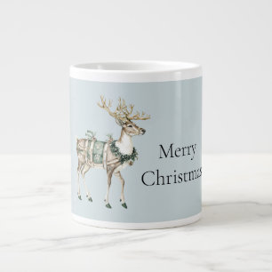 Christmas Blue Green Deer Jumbo-Tasse