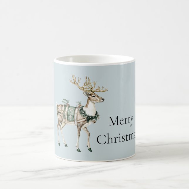 Christmas Blue Green Deer Kaffeetasse (Mittel)