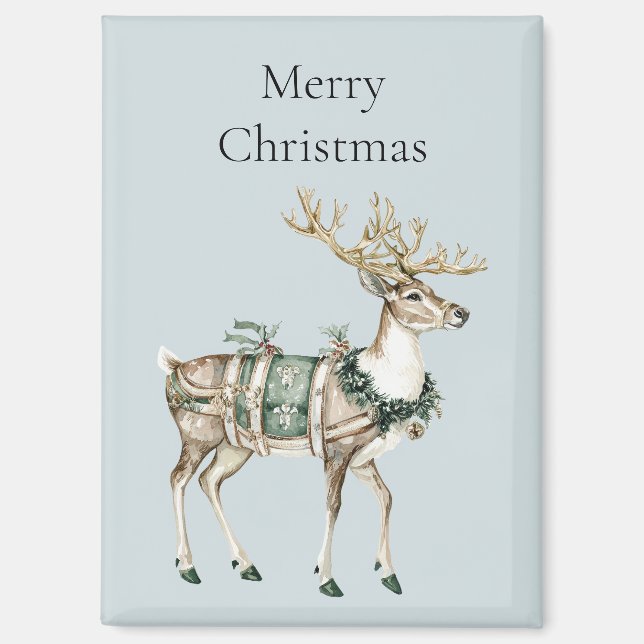 Christmas Blue Green Deer Magnet (Vorderseite)