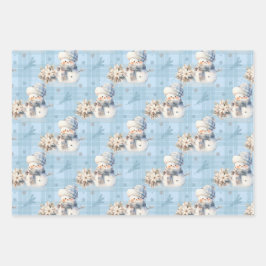 Christmas Blue Little Snowman Geschenkpapier Set