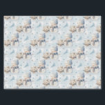 Christmas Blue Little Snowman Seidenpapier<br><div class="desc">Schönes Weihnachtspapier mit blauem Schneemann,  Poinsettia und Kiefernzweig.</div>