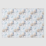 Christmas Blue Little Snowman Seidenpapier<br><div class="desc">Schönes Weihnachtspapier mit blauem Schneemann,  Poinsettia und Kiefernzweig.</div>