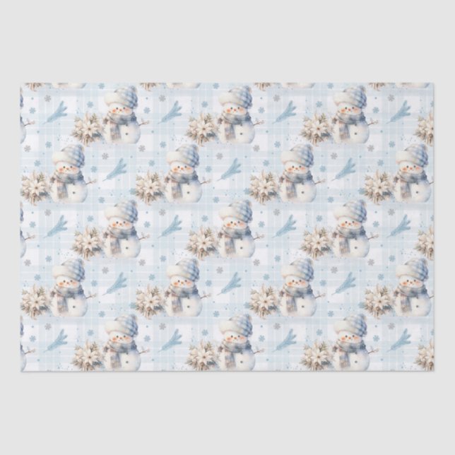 Christmas Blue Little Snowman Seidenpapier (Vorderseite)