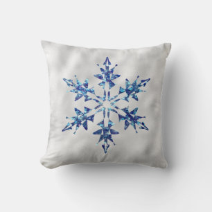 Christmas Blue Navy Snowflake Sparkle Kissen