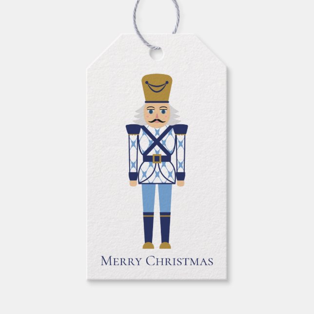 Christmas Blue Nutcracker Geschenketiketten, Geschenkanhänger (Vorderseite)