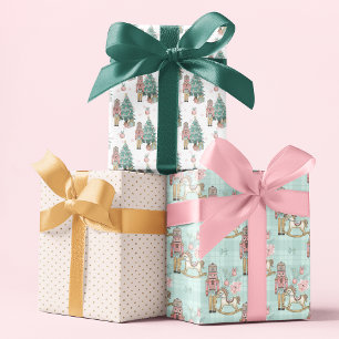 Christmas Blue Nutcracker Glitzer Festliche Muster Geschenkpapier Set