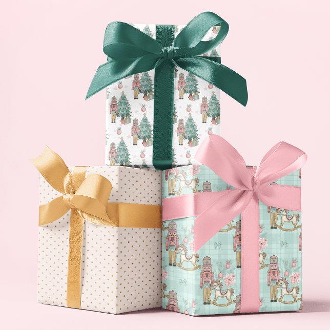 Christmas Blue Nutcracker Glitzer Festliche Muster Geschenkpapier Set (Von Creator hochgeladen)