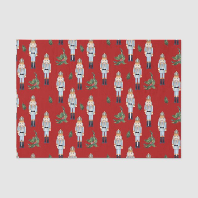 Christmas Blue Nutcrackers auf Red Seidenpapier (Vorderseite)