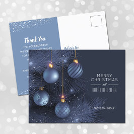 Christmas Blue Ornaments Business Postkarten