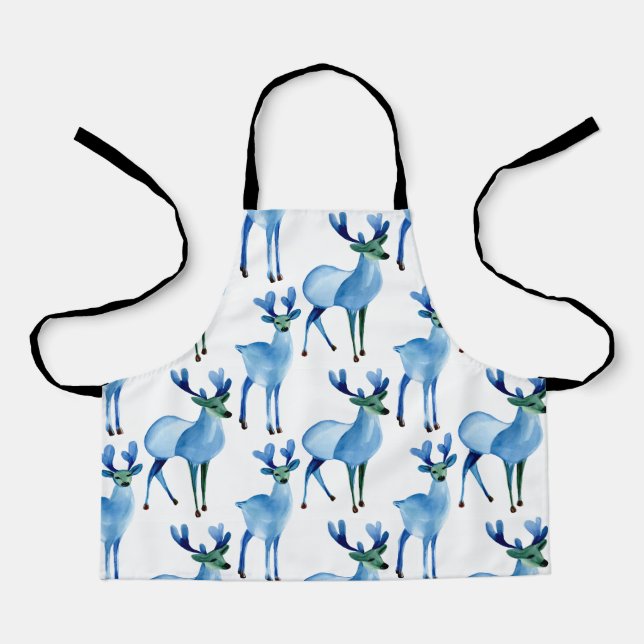 Christmas Blue Reindeer Schürze (Vorderseite)